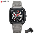 Reloj de Cuarzo CURREN 8461 Cuadrado Para Hombre con Cronógrafo, Correa de silicona