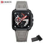 Reloj de Cuarzo CURREN 8461 Cuadrado Para Hombre con Cronógrafo, Correa de silicona