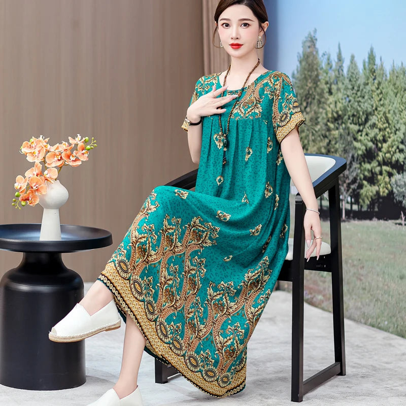 Casual Loose Cotton Short Sleeve Dress