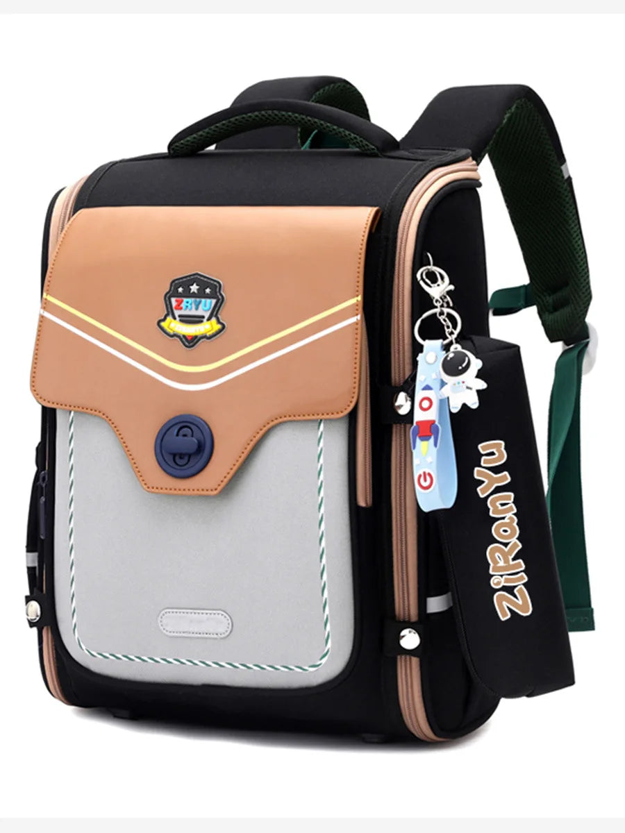 Mochila Infantil con Tema Espacial de Nylon Ortopédica Impermeable