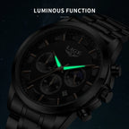 Montre homme LIGE Business Quartz Chronographe Lumineuse Étanche 3ATM + Boîte Cadeau