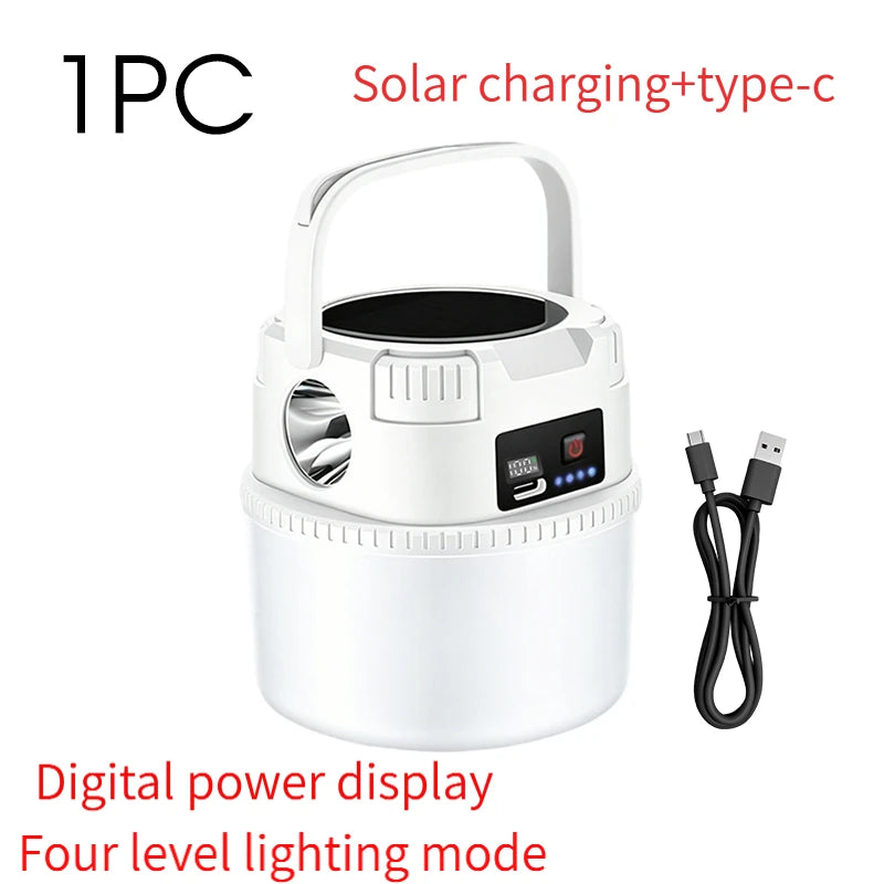 Lámpara Solar LED Portátil Para Camping  4 Modos de Luz