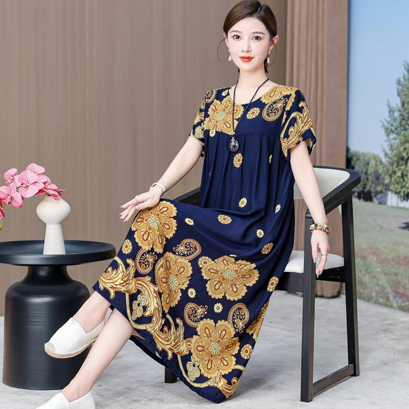 Casual Loose Cotton Short Sleeve Dress