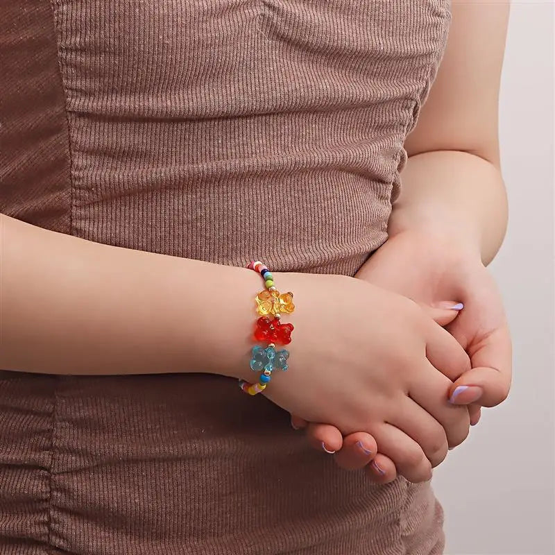 Conjunto de Collar y Pulsera Colgante Oso Bohemio