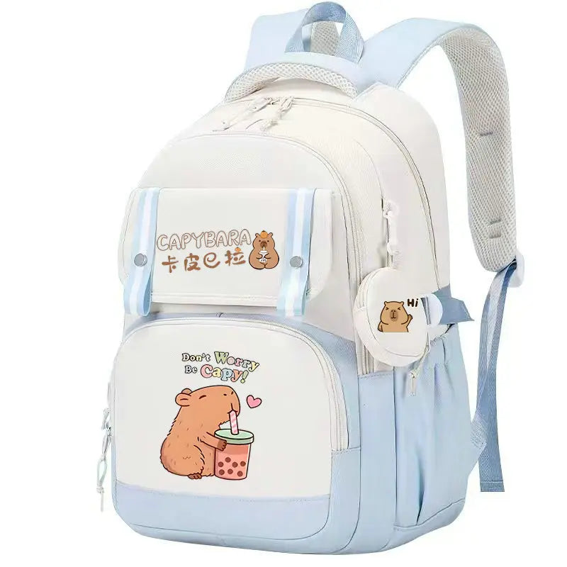 Mochila Capybara Cartoon Mujer Nylon Ultraligera Escolar
