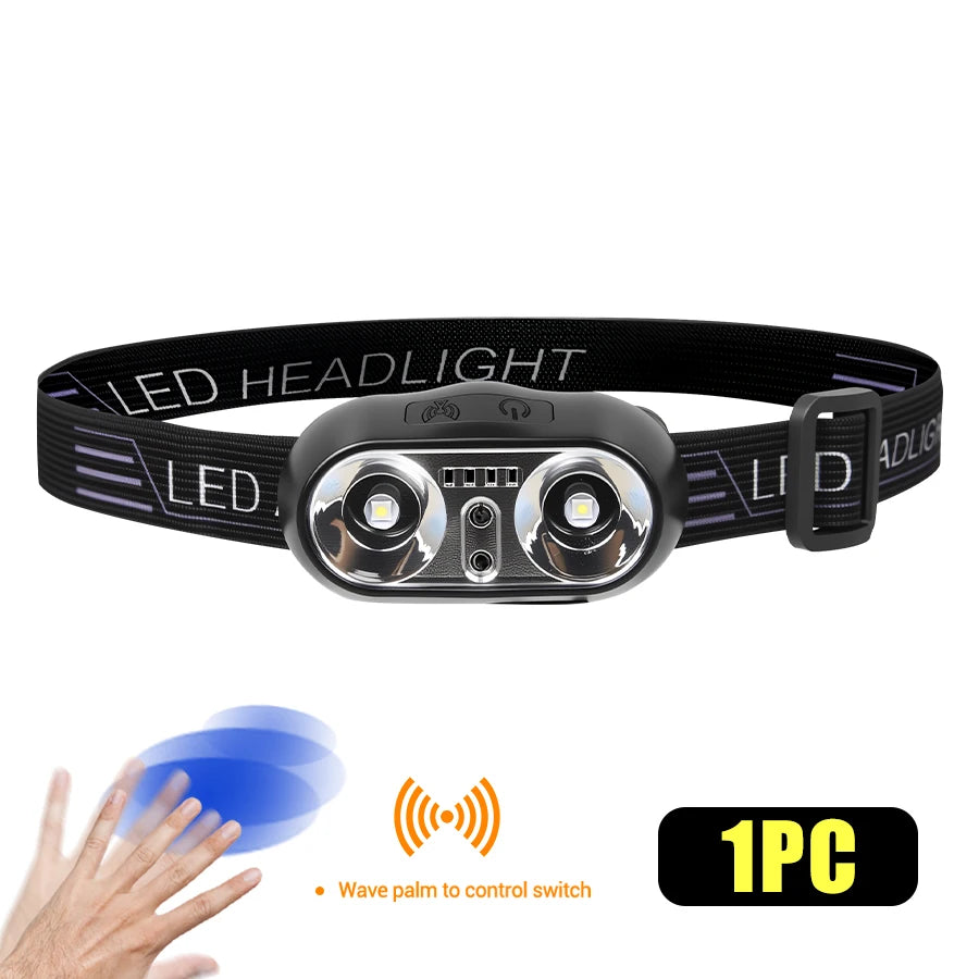 Linterna Frontal LED con Sensor de Inducción Camping
