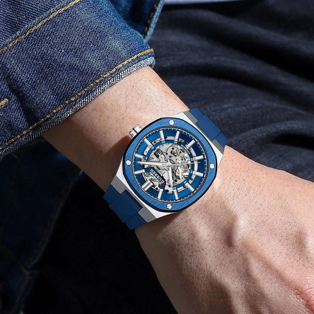 Reloj CURREN 8485 Mecánico Automático Para Hombre, Acero Inoxidable de 41 mm