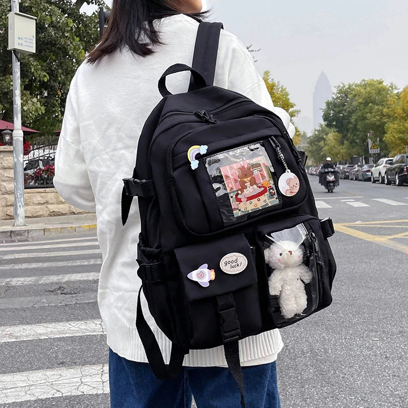 Mochila Nylon Multibolsillos Escolar con Deposito Laptop