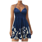 Robe longue bohème florale sans manches col en V mode