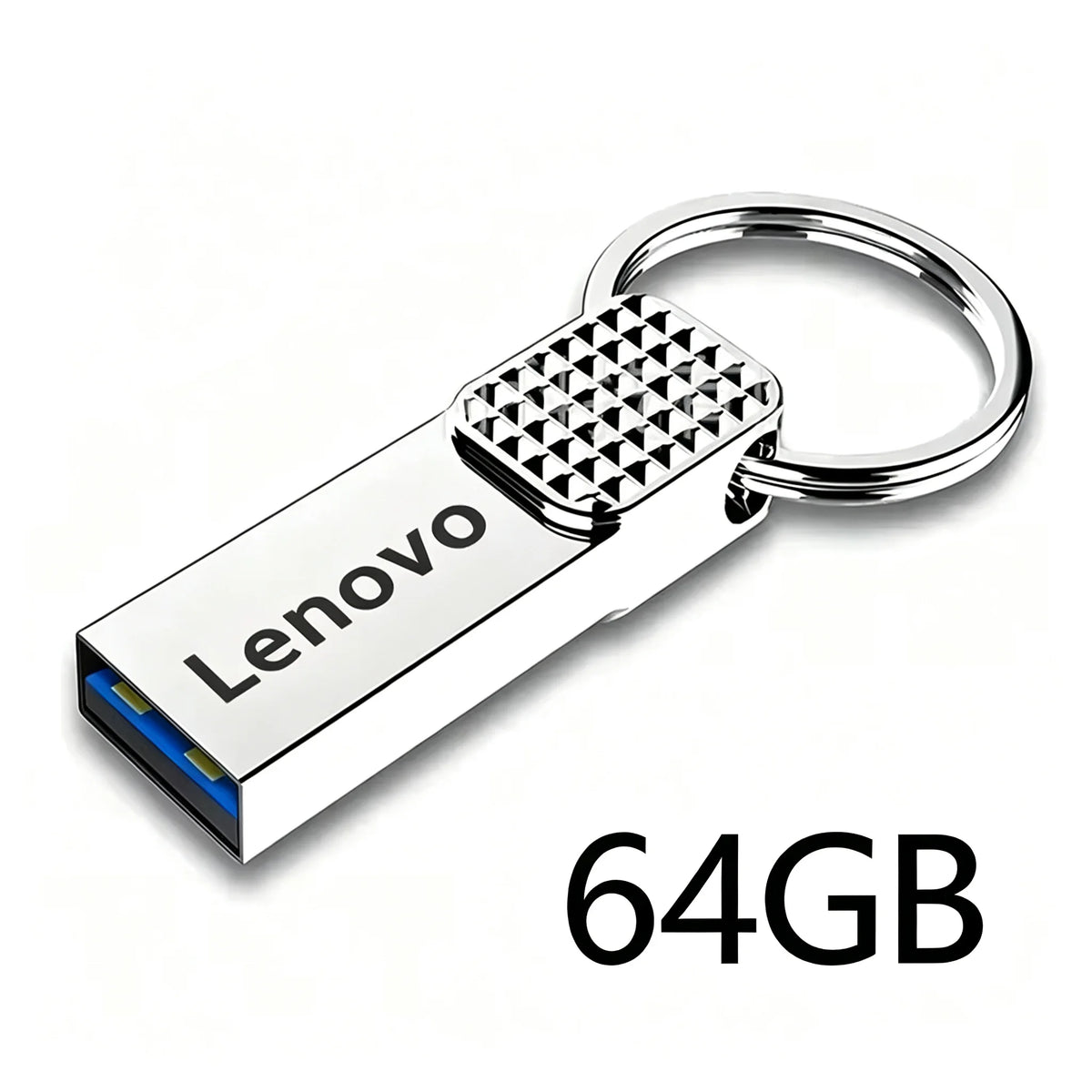 Clé USB Lenovo Mini Métallique de 32 Go, 64 Go et 128 Go, Argentée, avec porte-clés offert