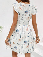 Robe courte en dentelle élégante sans manches à fleurs pour femme