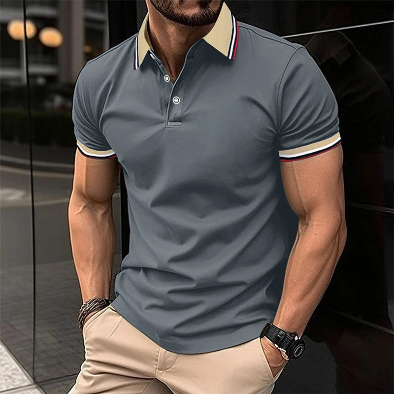 Polo Casual de Hombre Algodón Transpirable Manga Corta