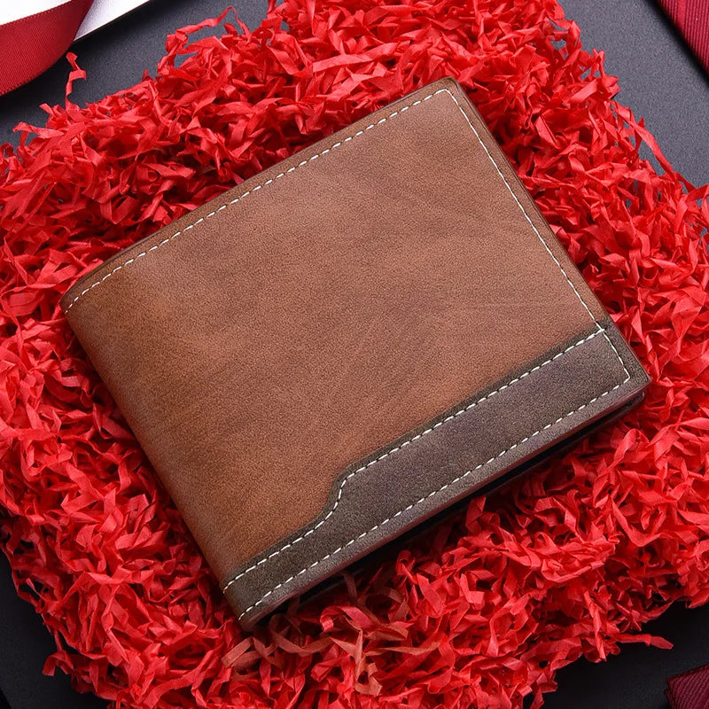 Billetera Corta Cuero PU Para Hombre Retro Porta Monedas