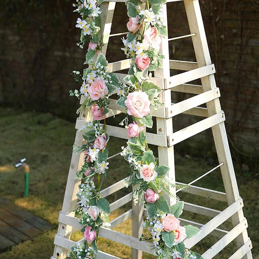 Guirnalda de Flores Artificiales 175cm Rosas Peonías y Margaritas