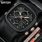 Reloj Deportivo SANDA 6387 Cuadrado Analógico Digital Para Hombre con Cronómetro