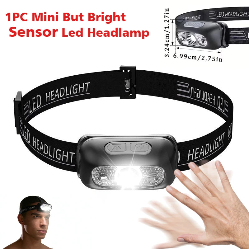 Linterna Frontal LED 1000 Lúmenes con Sensor de Movimiento