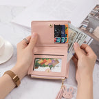 Portefeuille femme en cuir PU avec porte-cartes et porte-monnaie