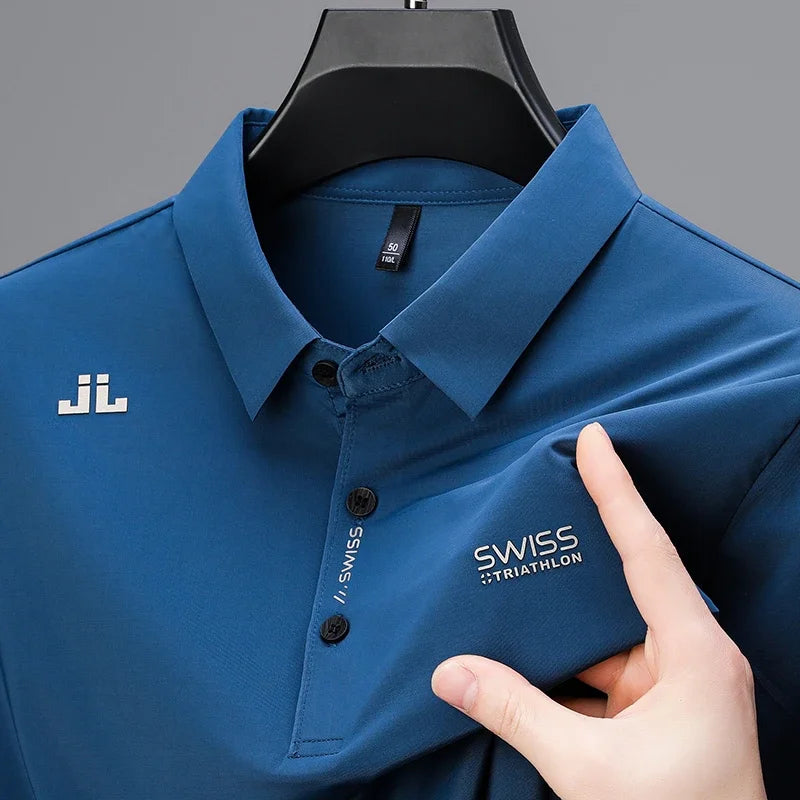 Polo Hombre Casual Negocios Manga Corta con Insignia