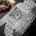 Montre de luxe dorée avec diamants Hip Hop pour femme