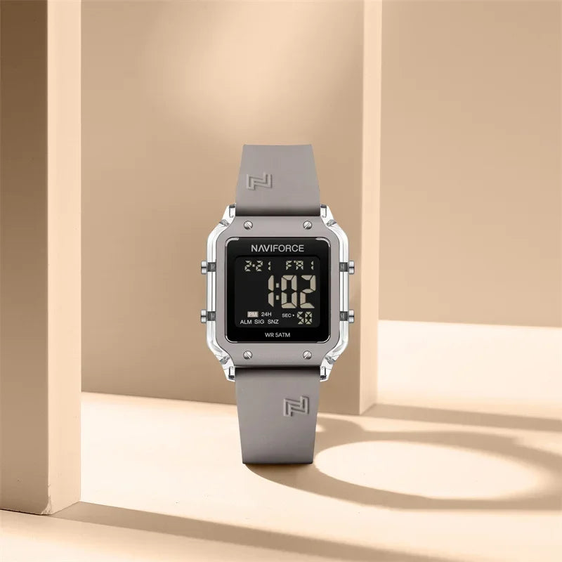 Reloj Digital Multifunción NAVIFORCE NF6105 Para Mujer con Correa de Silicona Resistente al Agua