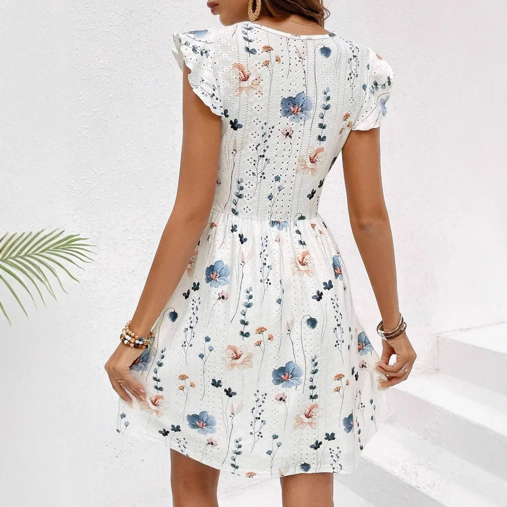 Elegant Women's Sleeveless Floral Lace Mini Dress
