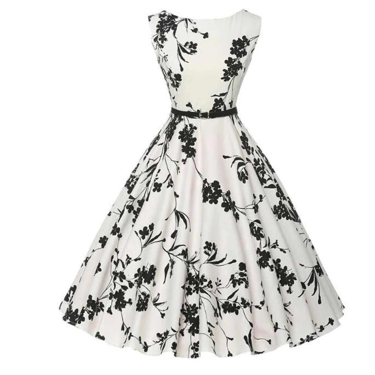 Vintage Rockabilly Floral Retro Casual Summer Swing Dress