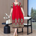 Robe décontractée en coton ample à manches courtes
