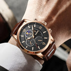 Montre Homme LIGE Luxe Quartz Cuir Sport Étanche