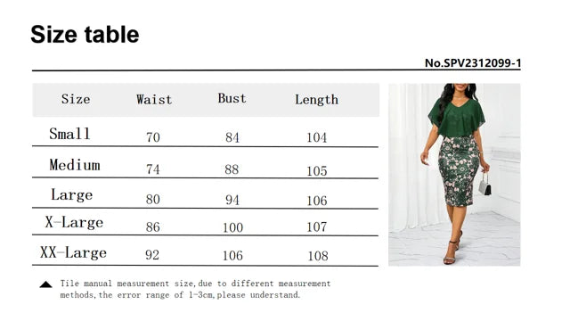 Women's Elegant Floral Bodycon Ruffle Chiffon Midi Dress
