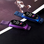 Montre LED Femme Métal Bracelet Magnétique