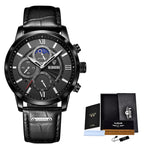 Montre Homme LIGE Luxe Quartz Cuir Sport Étanche