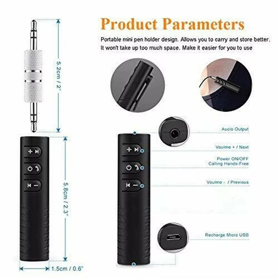 Receptor Transmisor Inalámbrico Compacto Bluetooth 5.0