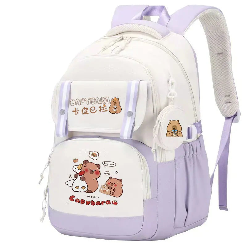 Mochila Capybara Cartoon Mujer Nylon Ultraligera Escolar
