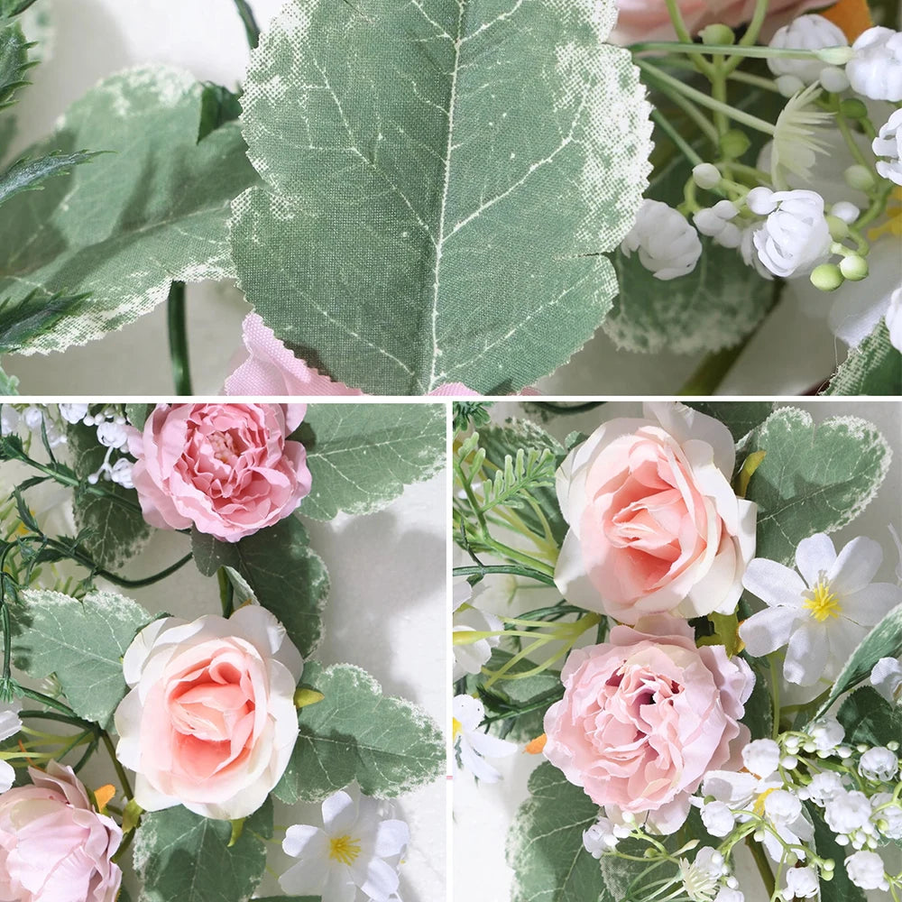 Guirnalda de Flores Artificiales 175cm Rosas Peonías y Margaritas