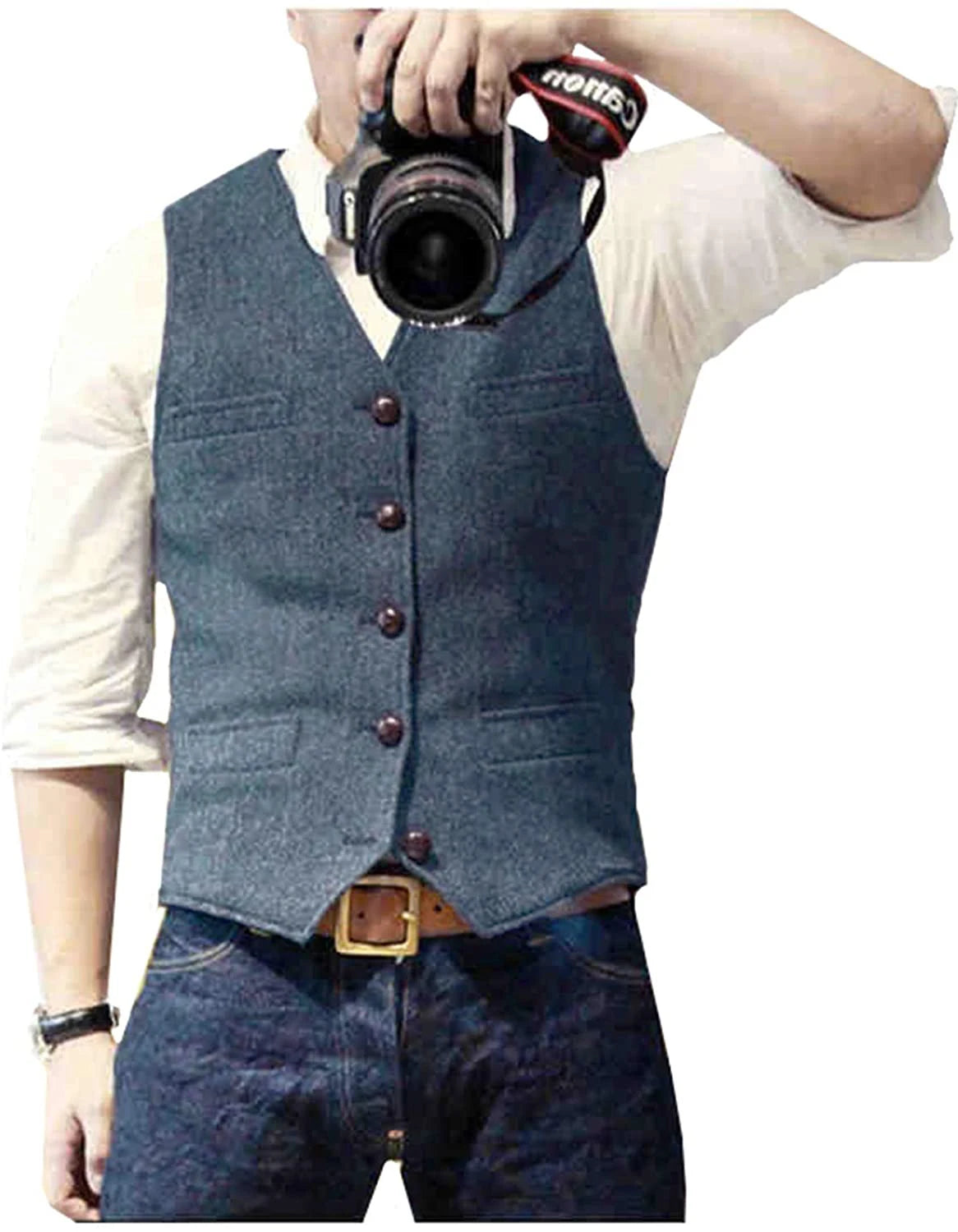 Chaleco de Traje para Hombre Cuello en V Negocios