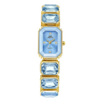Montre-bracelet carrée dorée avec diamants pour femme