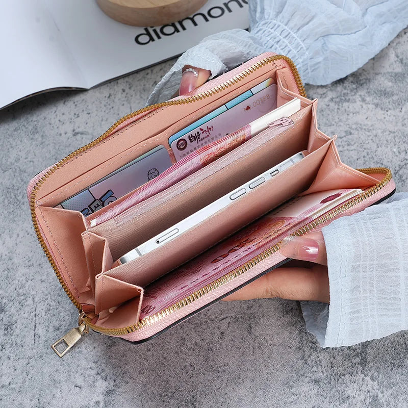 Cartera Larga Para Mujer Estilo Coreano Multifunción