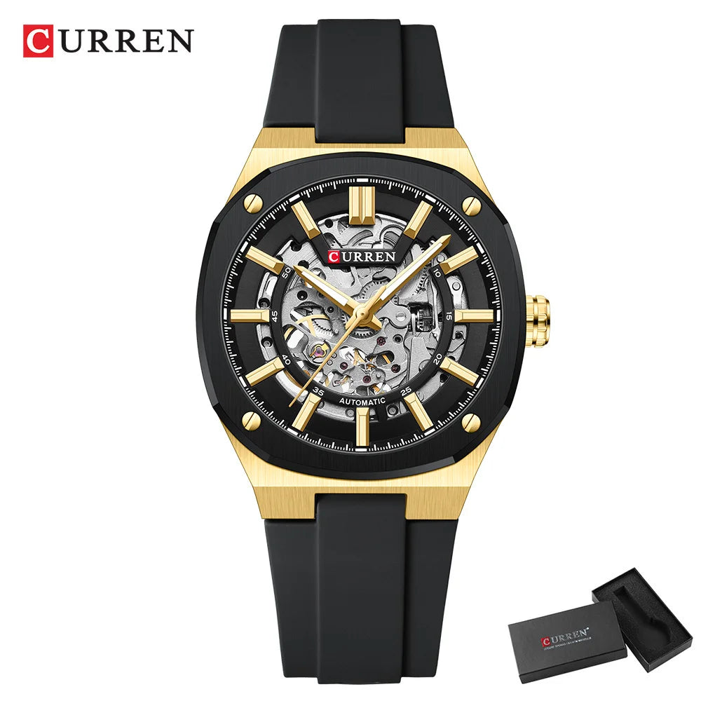 Reloj CURREN 8485 Mecánico Automático Para Hombre, Acero Inoxidable de 41 mm