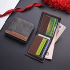 Portefeuille court en cuir PU pour homme rétro porte-monnaie