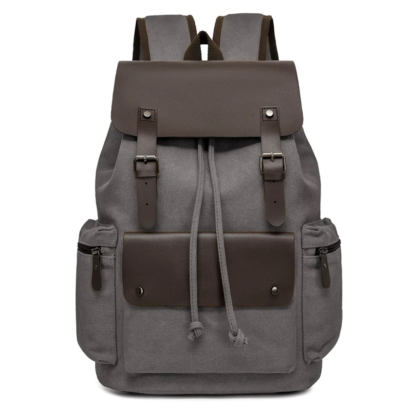 Mochila Canvas Hombre Laptop Retro Cordón Tapa Abatible