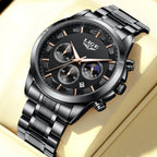 Montre homme LIGE Business Quartz Chronographe Lumineuse Étanche 3ATM + Boîte Cadeau
