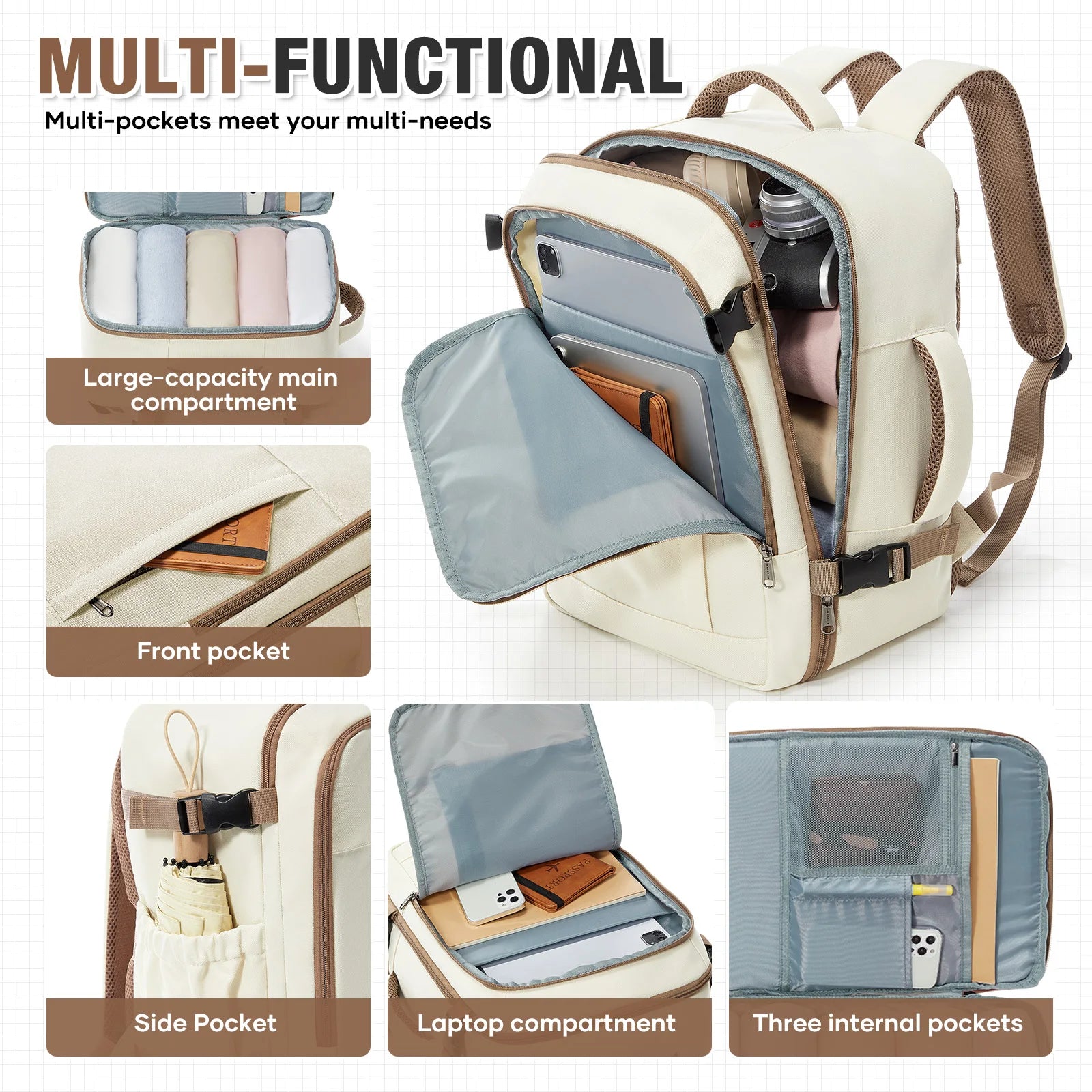 Mochila Unisex Viaje Gran Capacidad Laptop 15.6" Negocios