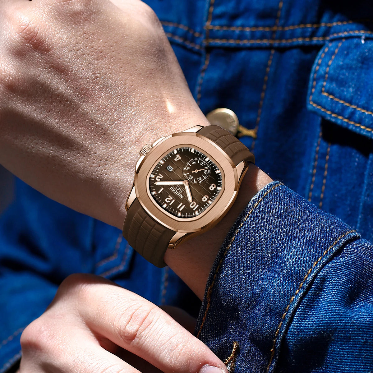 Reloj de Cuarzo NIBOSI AQUANAUT 2653 Para Hombre, Resistente al Agua, Luminoso con Fecha Automática