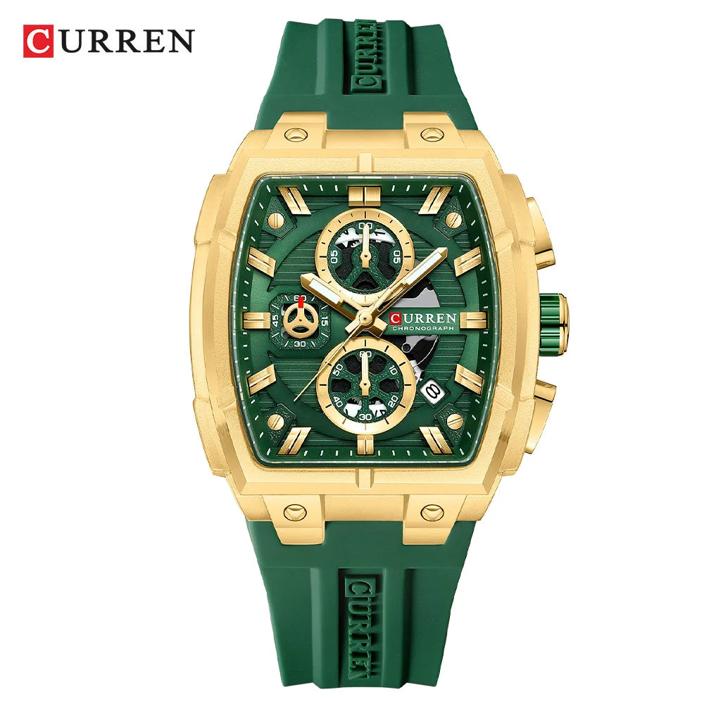 Reloj Deportivo CURREN 8488 de Cuarzo Para Hombre con Calendario, Correa de Silicona
