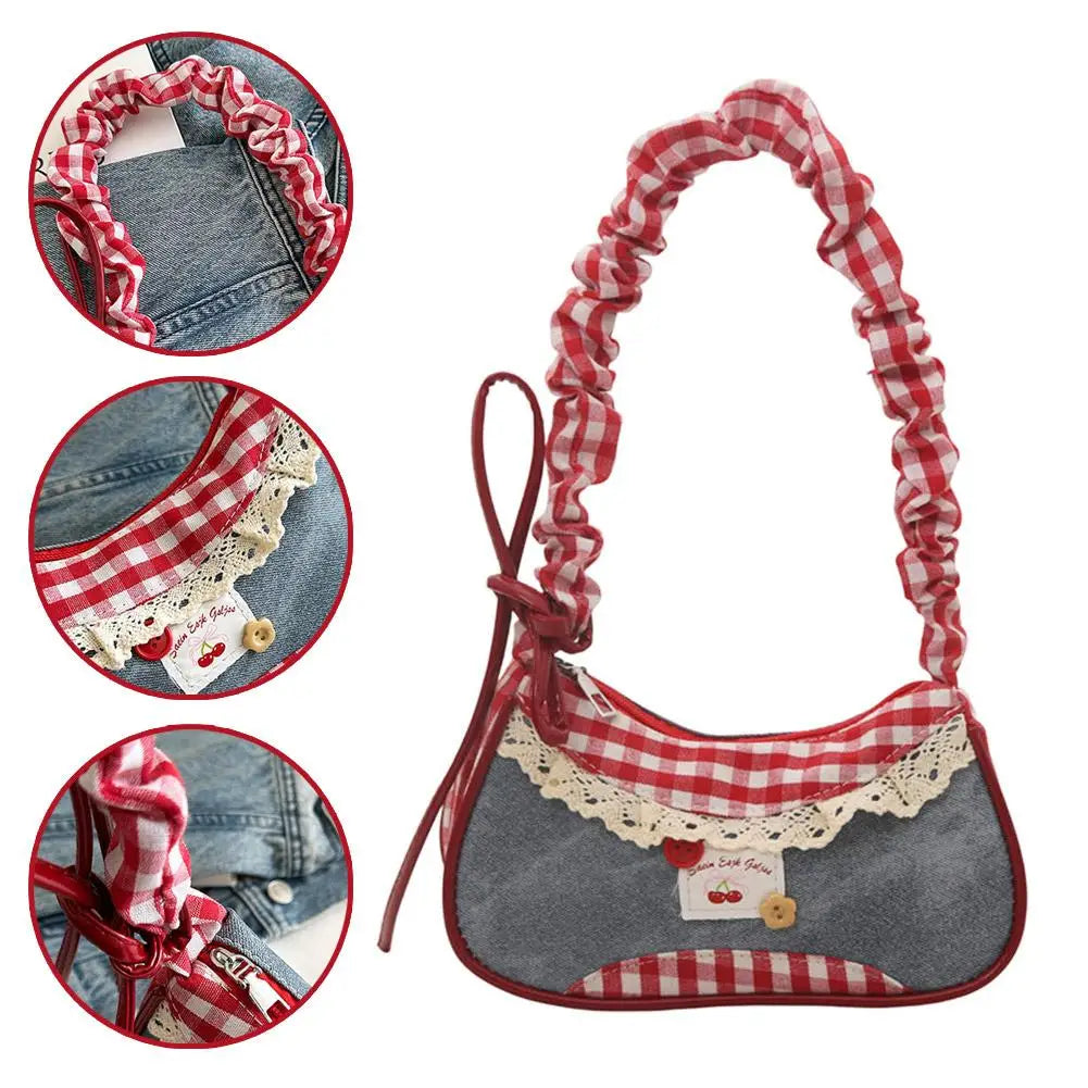 Bolso de Hombro Mujer Cinta de Encaje Escolar