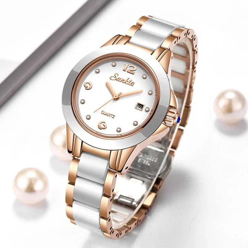 Reloj Pulsera Oro Rosa Resistente al Agua para Mujer