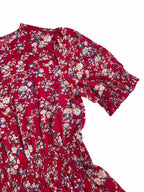 Robe florale bohème à manches bouffantes et col rond