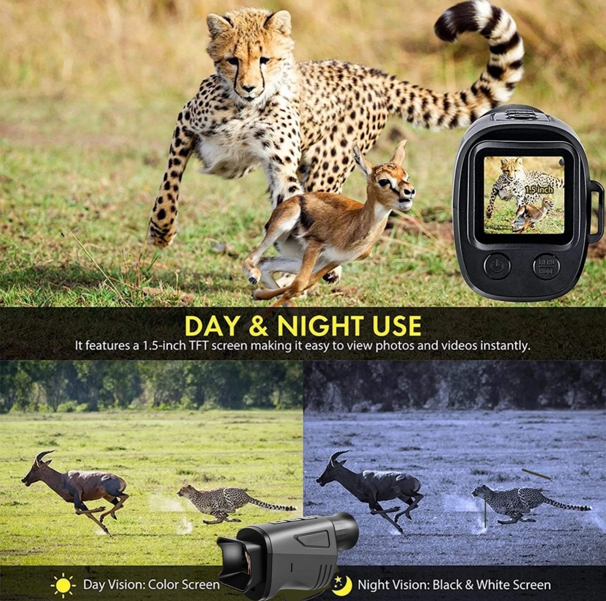 Monocular Visión Nocturna 1080P HD Cámara Infrarroja Búsqueda en Oscuridad