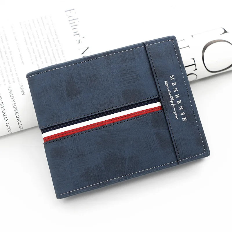 Billetera Delgada Cuero PU Para Hombre /Opción de Grabar Nombre