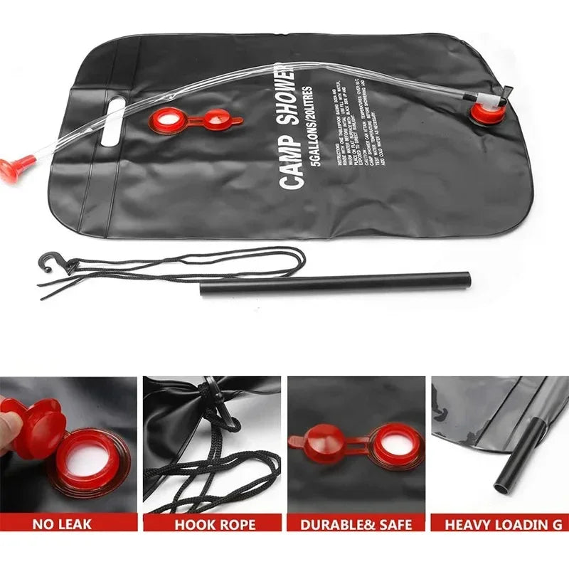 Bolsa de Ducha Solar Plegable 20/40L Camping Baño al Aire Libre